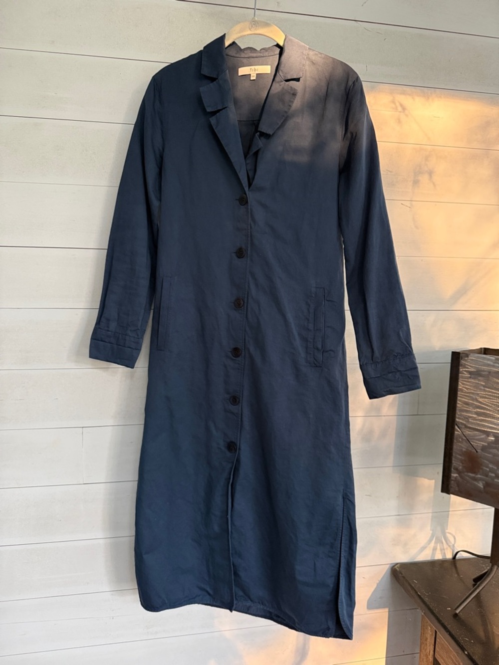 Tibi Navy Button-Front Shirt Dress